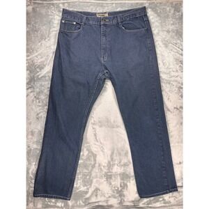 Chams Premium Mens Straight Leg Jeans Medium Wash Blue Denim Size 38x31 Cotton